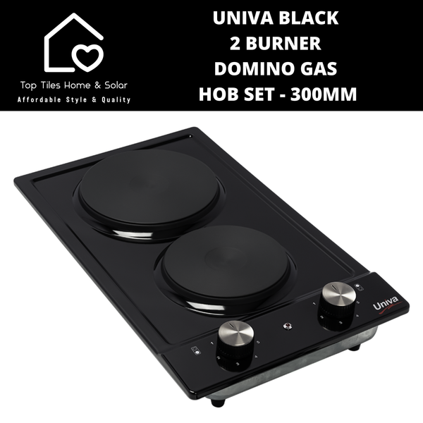 Univa Hob Set - Black Solid + Gas Domino Hob - 300mm