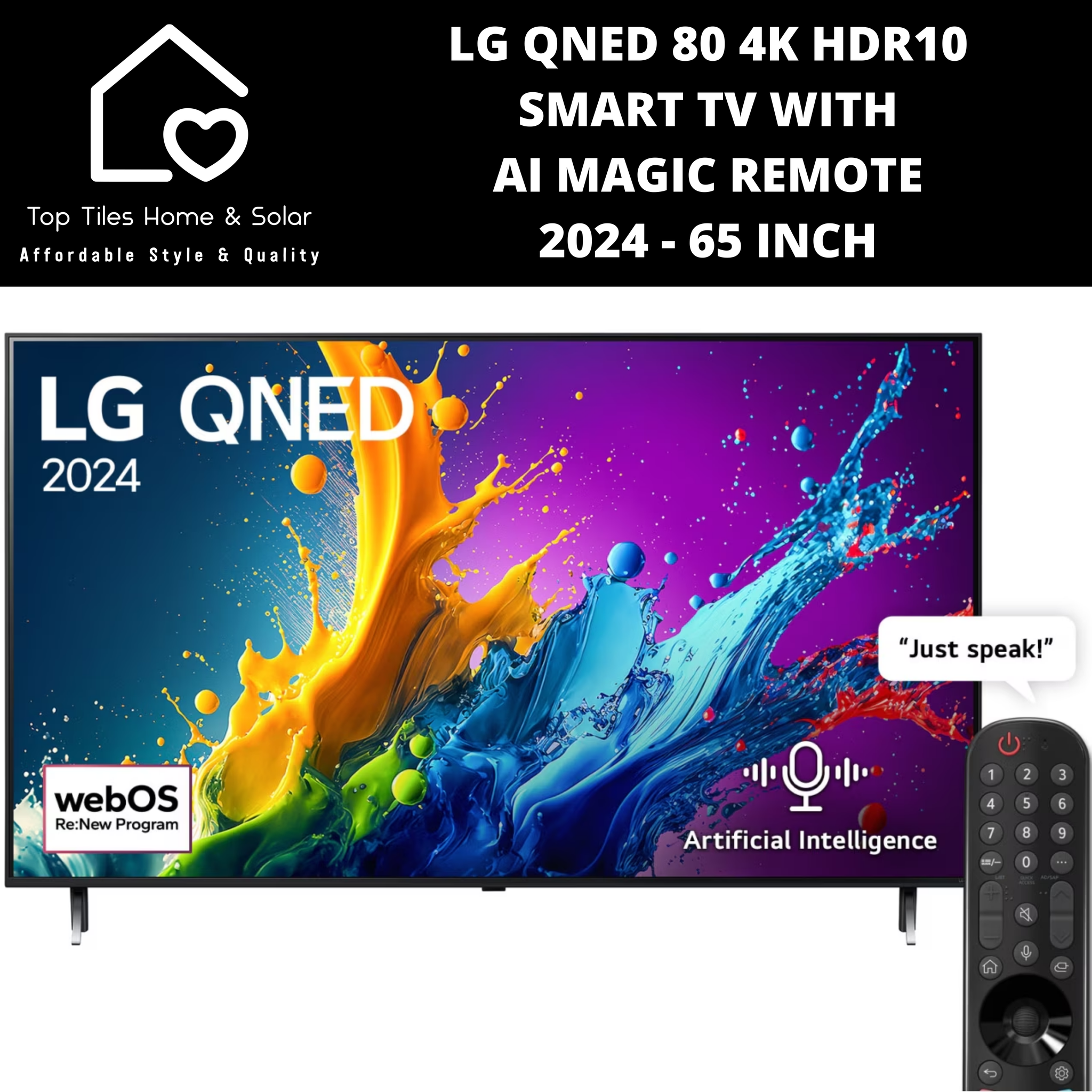 LG QNED 80 4K HDR10 Smart TV with AI Magic Remote 2024 - 65 Inch