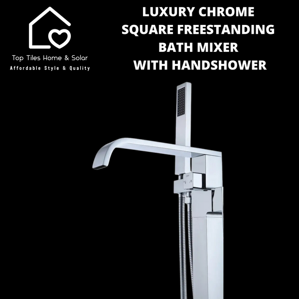 Luxury Chrome Square Freestanding Bath Mixer With Handshower