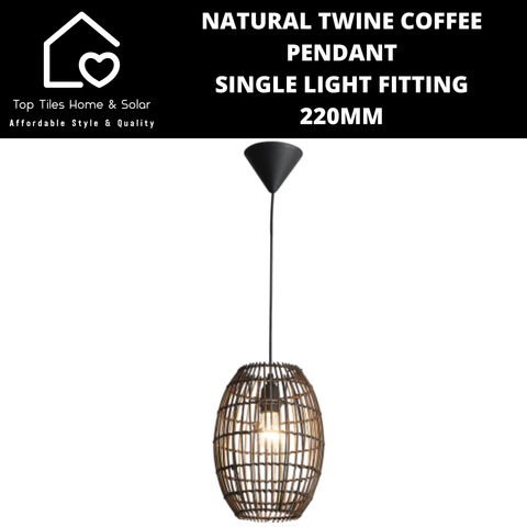 Natural Twine Coffee Pendant Single Light Fitting - 220mm