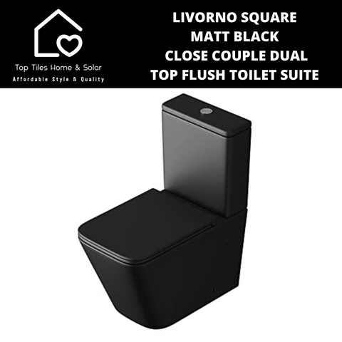 Livorno Square Matt Black Close Couple Dual Top Flush Toilet Suite