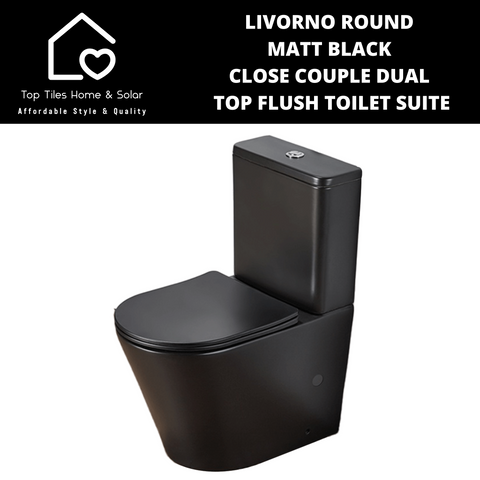 Livorno Round Matt Black Close Couple Dual Top Flush Toilet Suite