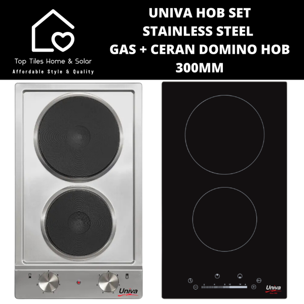 Univa Hob Set - Stainless Steel Gas + Ceran Domino Hob - 300mm