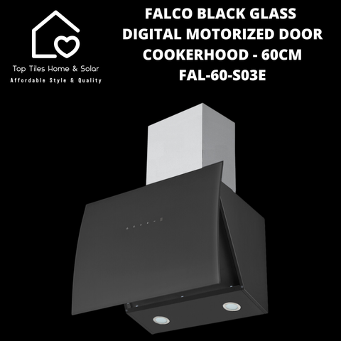 Falco Black Glass Digital Motorized Door Cookerhood - 60cm FAL-60-S03E