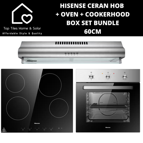 Hisense Ceran Hob + Oven + Cookerhood Box Set Bundle - 60cm