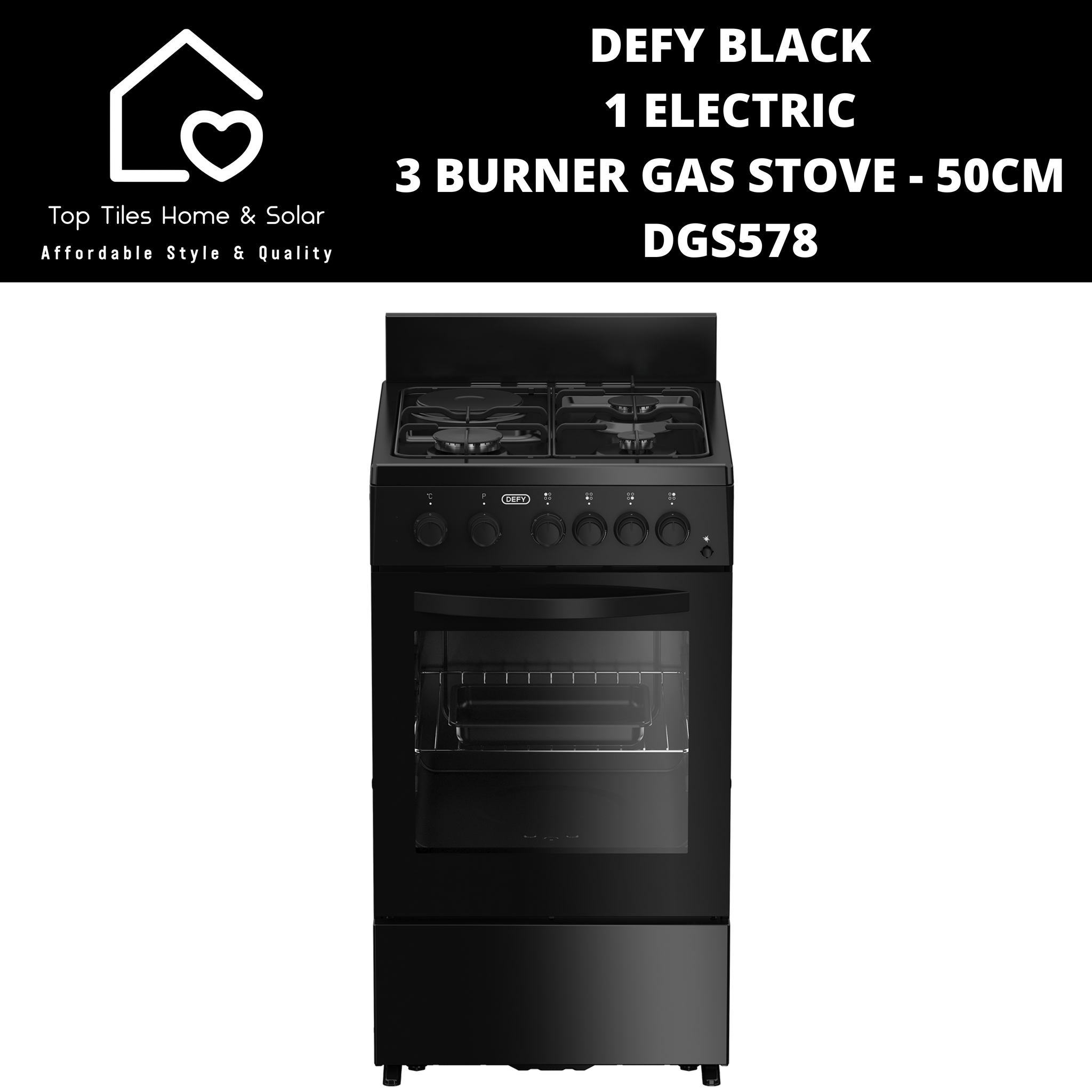 Buy Style 50X50 Full Gas Cooker - Black