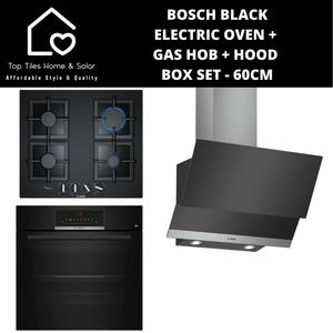 Bosch Black - Electric Oven + Gas Hob + Hood Box Set - 60cm