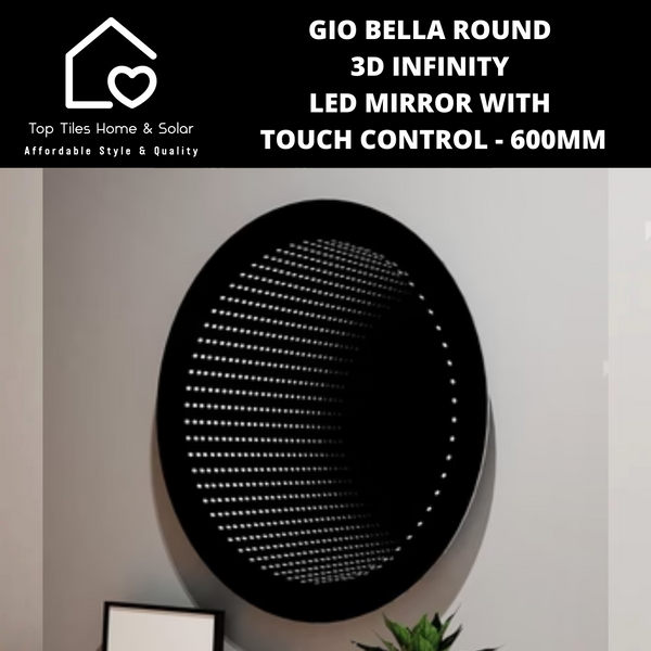 Gio Bella Round 3D Infinity LED Mirror with Touch Control - 600mm