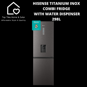 Hisense Titanium Inox Combi Fridge with Water Dispenser - 298L