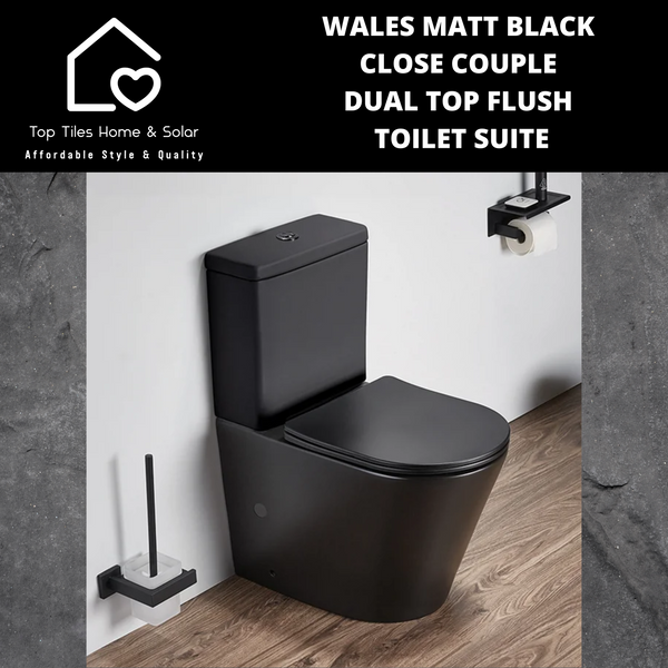 Wales Matt Black Close Couple Dual Top Flush Toilet Suite