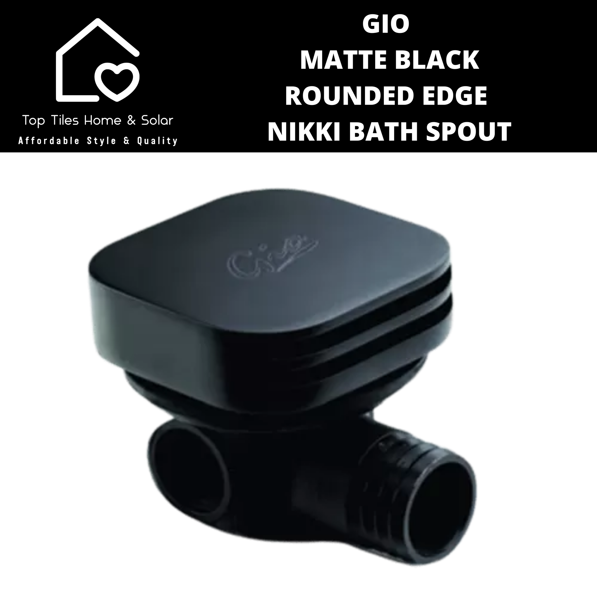 Gio Matte Black Rounded Nikki Bath Spout