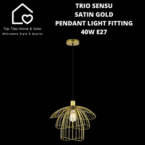 Trio Sensu Satin Gold Pendant Light Fitting - 40W E27