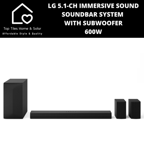 LG 5.1-Ch Immersive Sound Soundbar System with Subwoofer - 600W