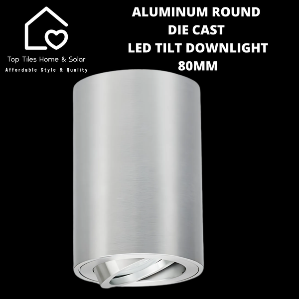 Aluminum Round Die Cast LED Tilt Downlight - 80mm