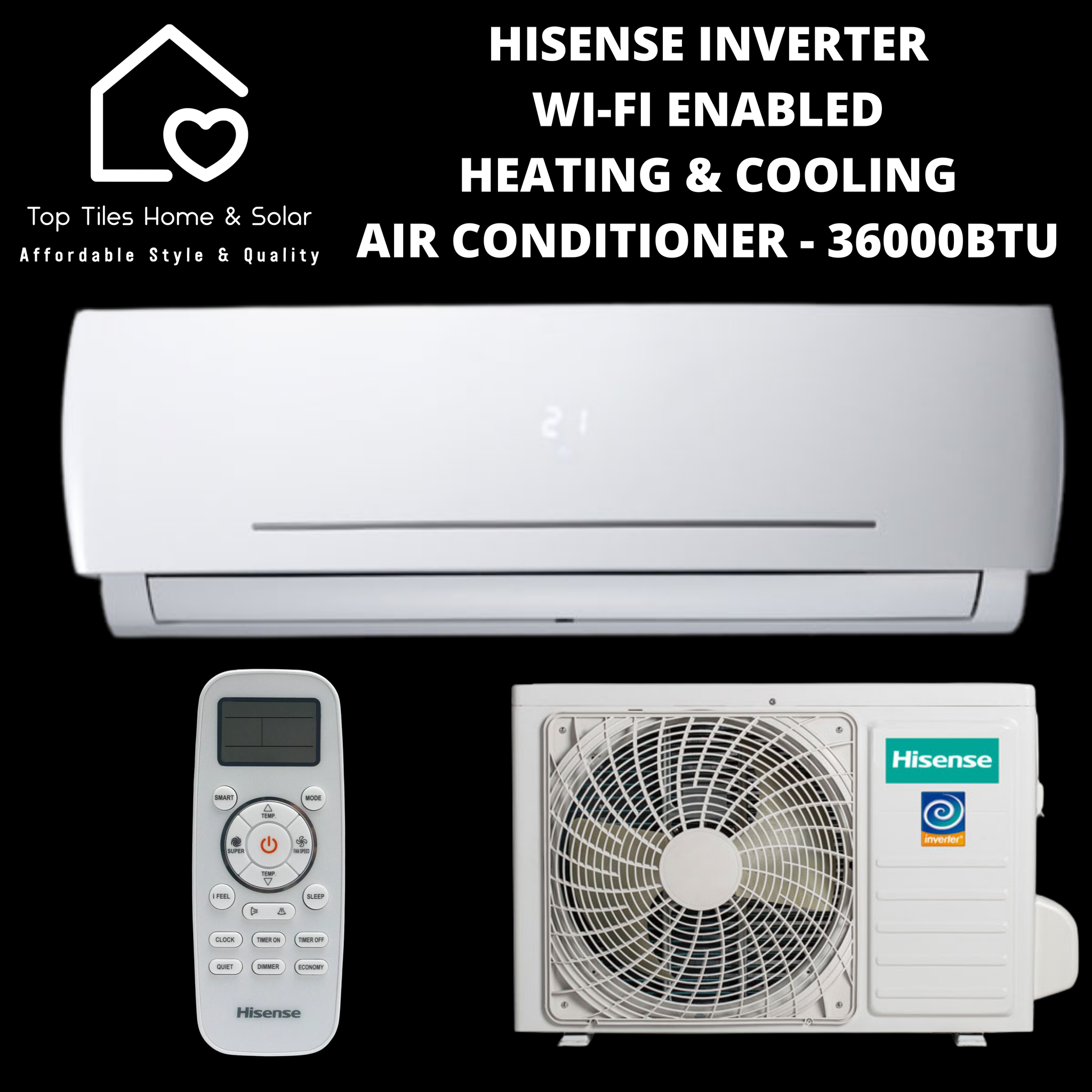 Hisense Inverter Wi-Fi Enabled Heating & Cooling Air Conditioner - 36000BTU