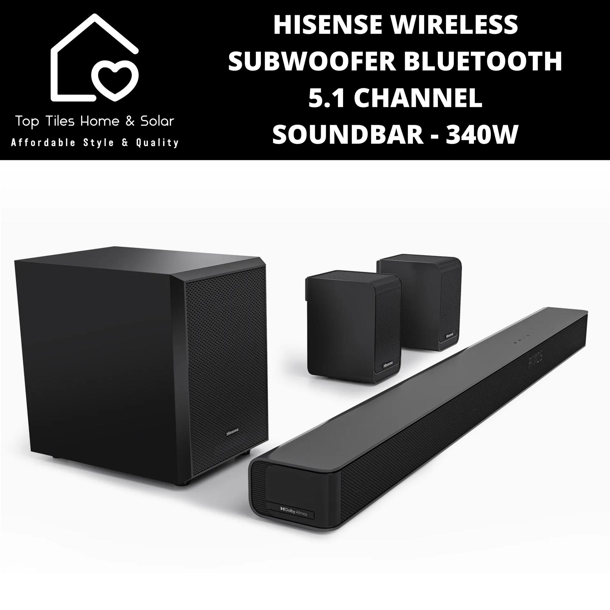 Hisense Wireless Subwoofer Bluetooth 5.1 Channel Soundbar - 340W