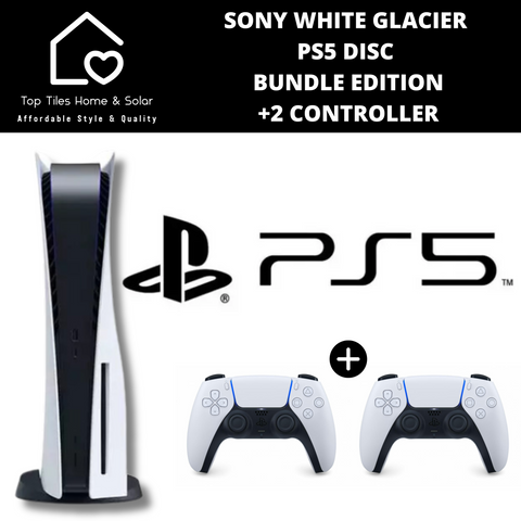 Sony White Glacier PS5 Disc Bundle Edition + 2 Controller