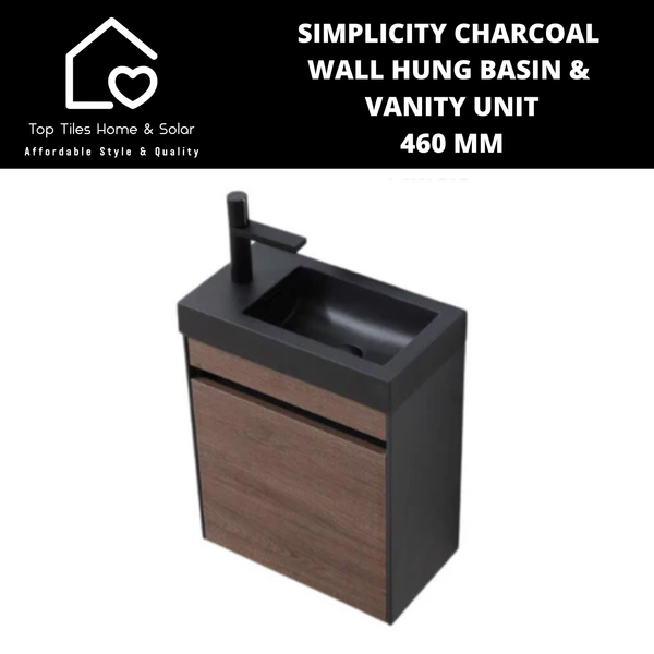 Simplicity Charcoal Wall Hung Basin & Vanity Unit - 460mm