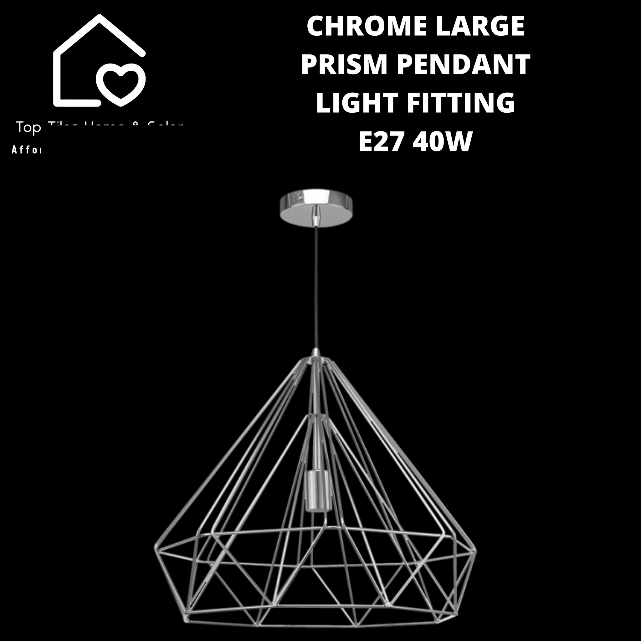 Chrome Large Prism Pendant Pendant Light Fitting - E27 40W