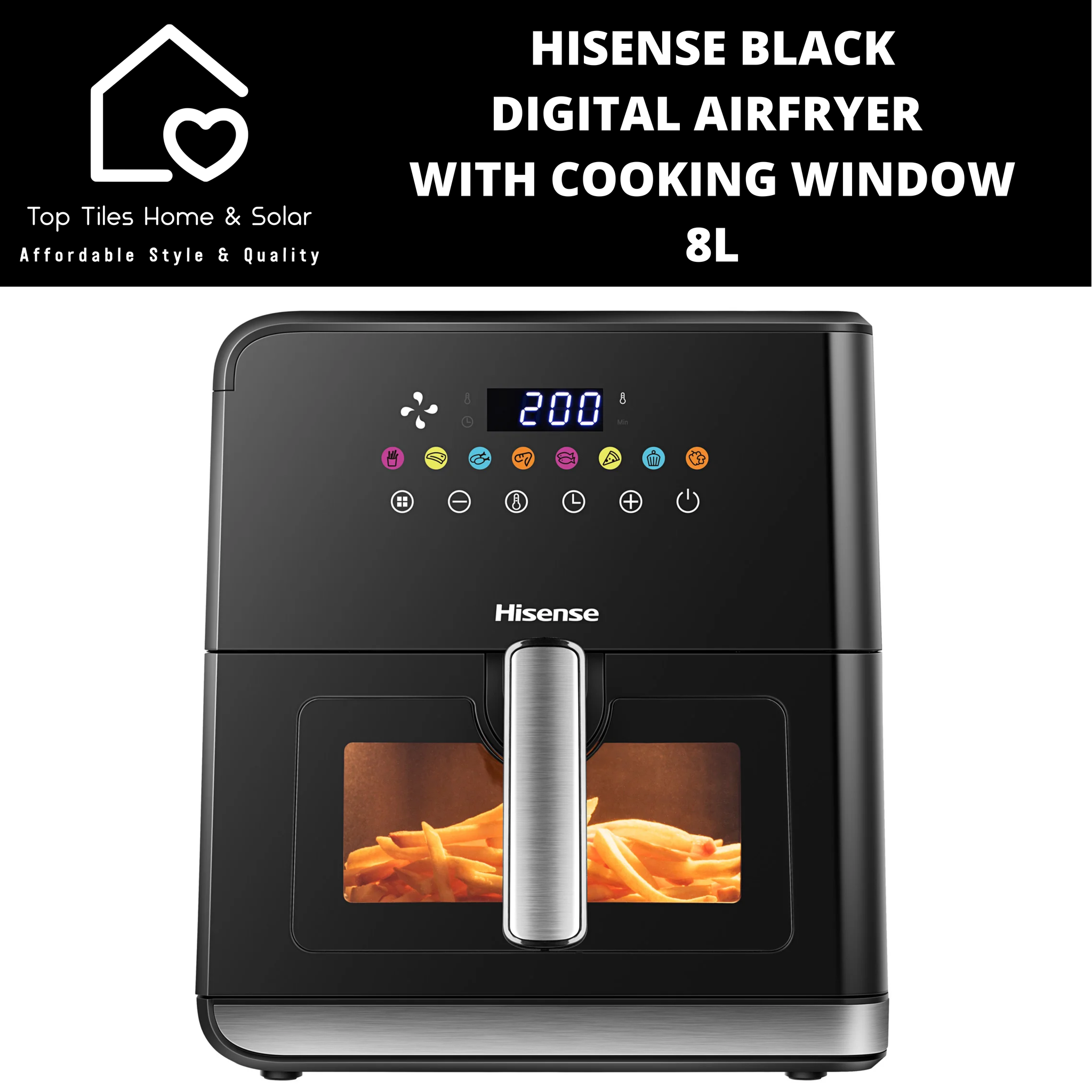 Hisense Black Digital Airfrer with Cooking Window - 8L