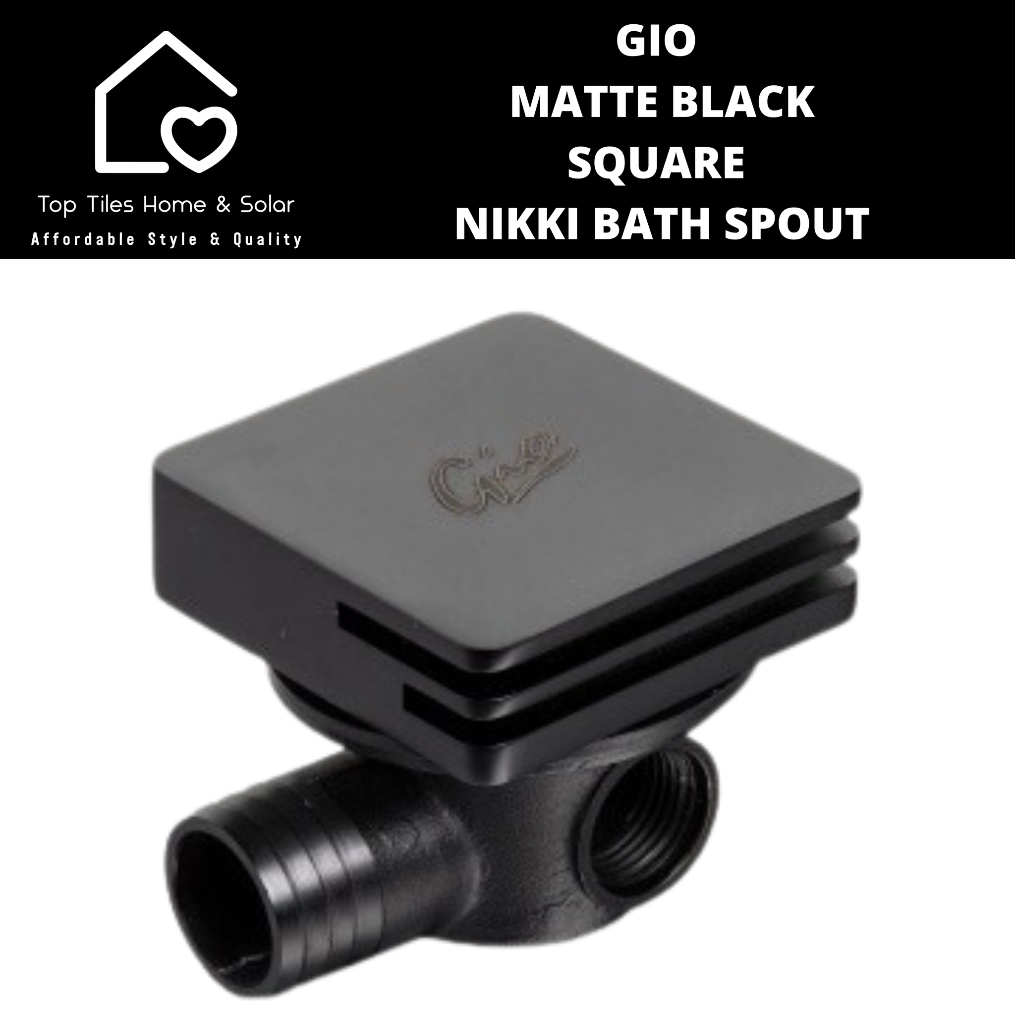 Gio Matte Black Square Nikki Bath Spout