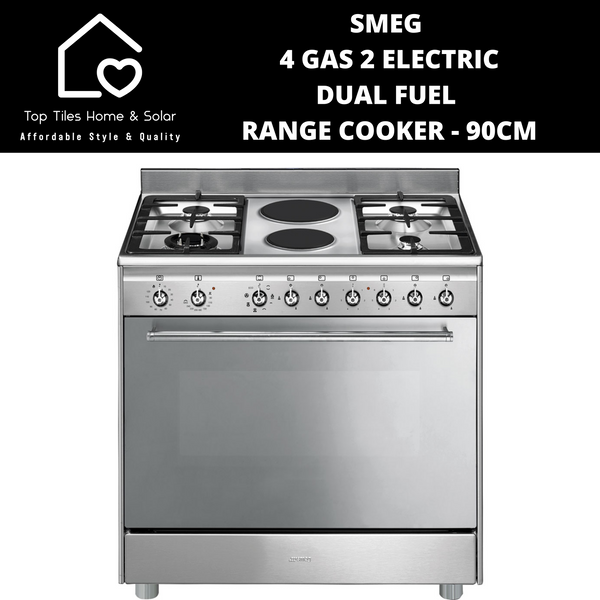 Smeg 4 Gas 2 Electric Dual Fuel Range Cooker - 90CM