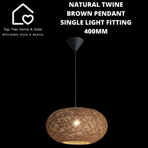 Natural Twine Brown Pendant Single Light Fitting - 400mm