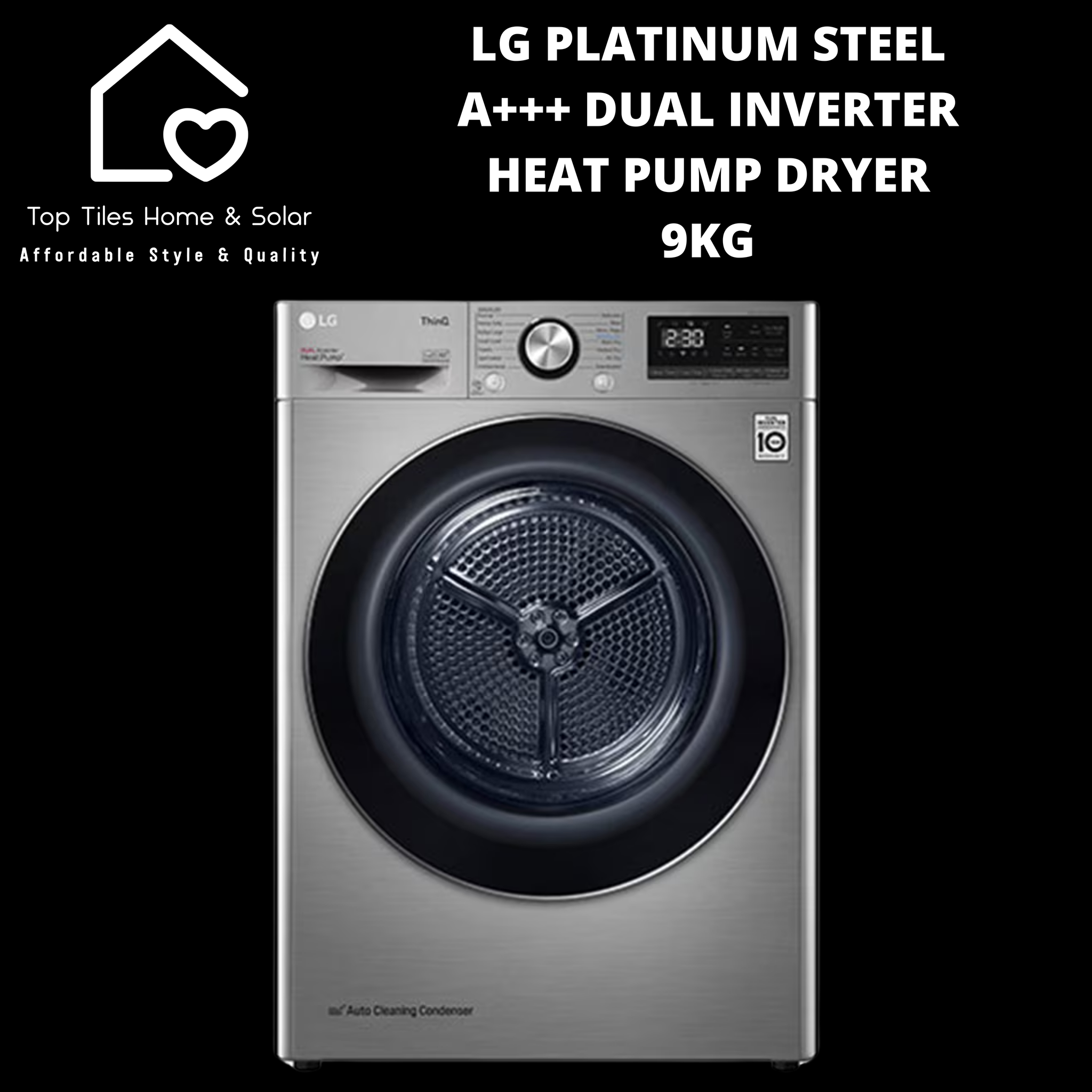 LG Platinum Steel A+++ Dual Inverter Heat Pump Dryer - 9kg