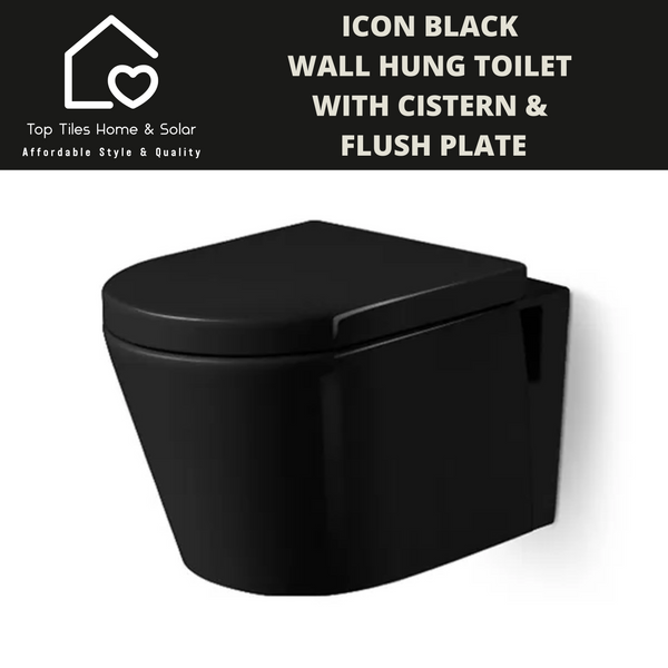 Icon Black Wall Hung Toilet With Cistern & Flush Plate