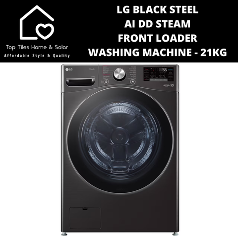 LG Black Steel AI DD Steam Front Loader Washing Machine - 21kg