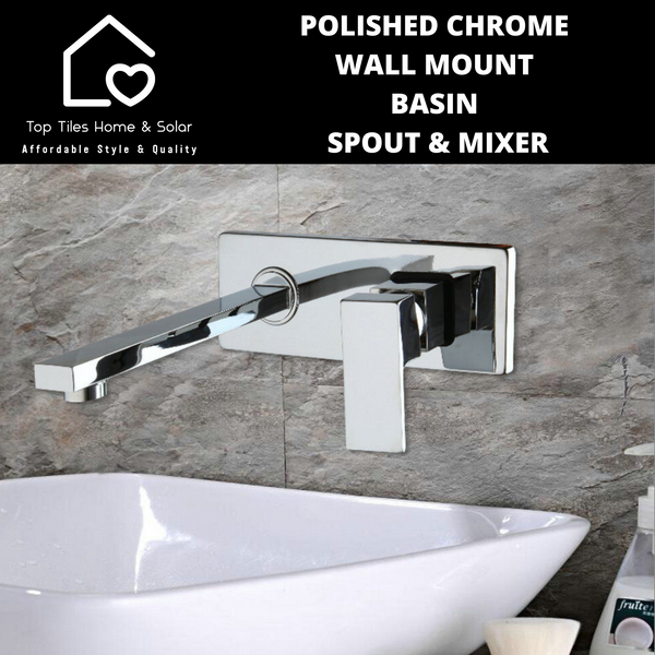 Polished Chrome Wall Mount Basin Spout & Mixer