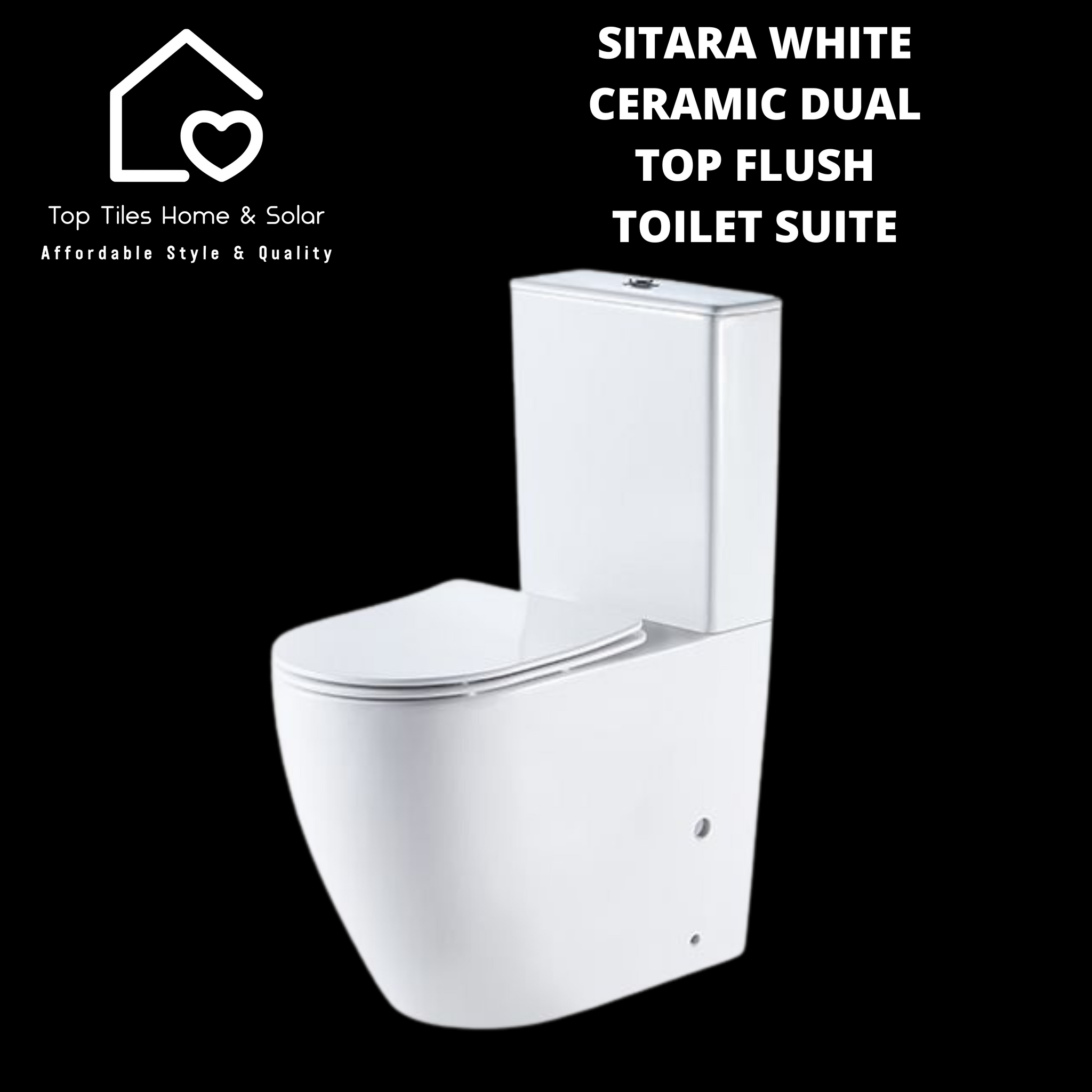 Sitara White Ceramic Dual Top Flush Rimless Toilet Suite