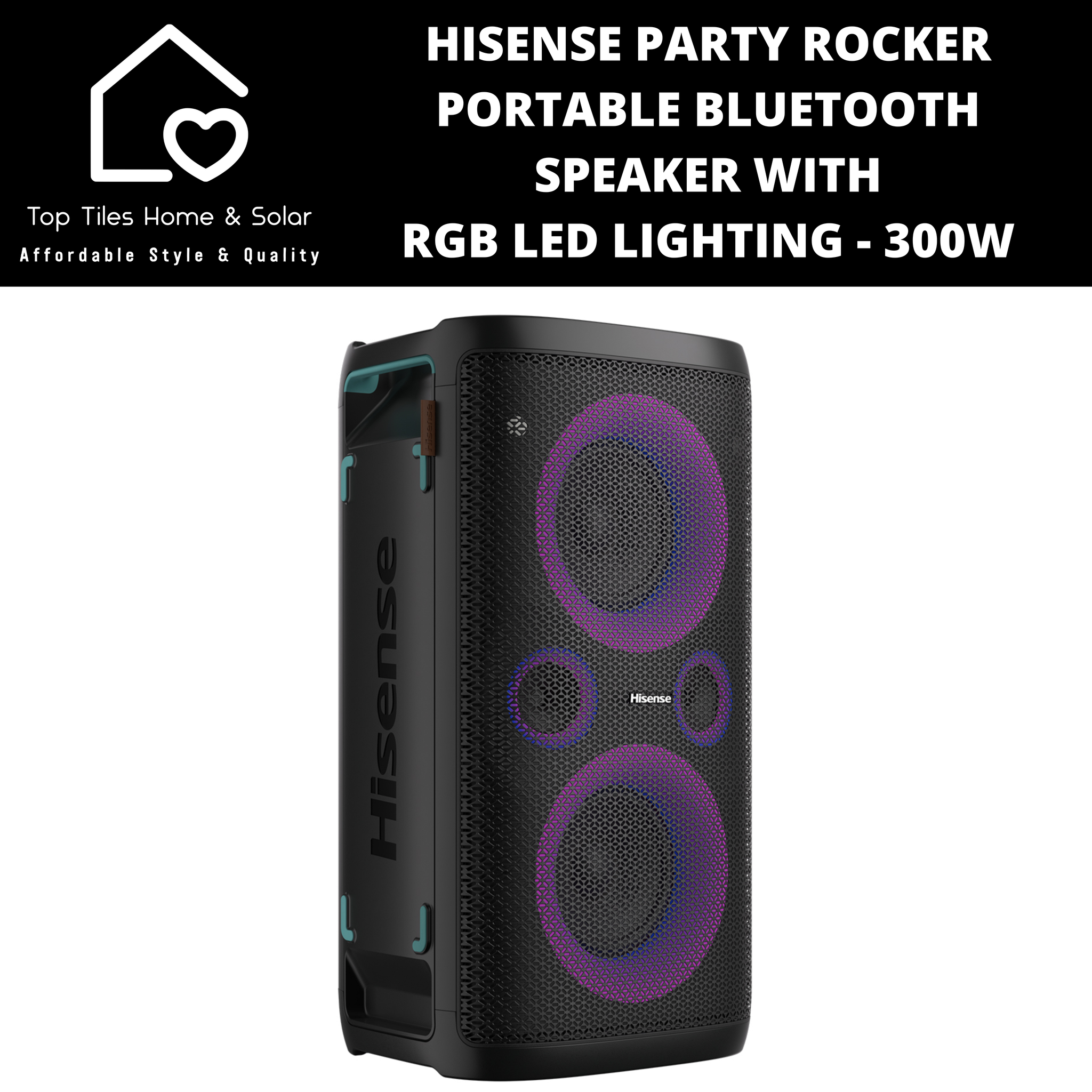 Hisense Party Rocker Portable Bluetooth Speaker With RGB LED Lighting - 300W