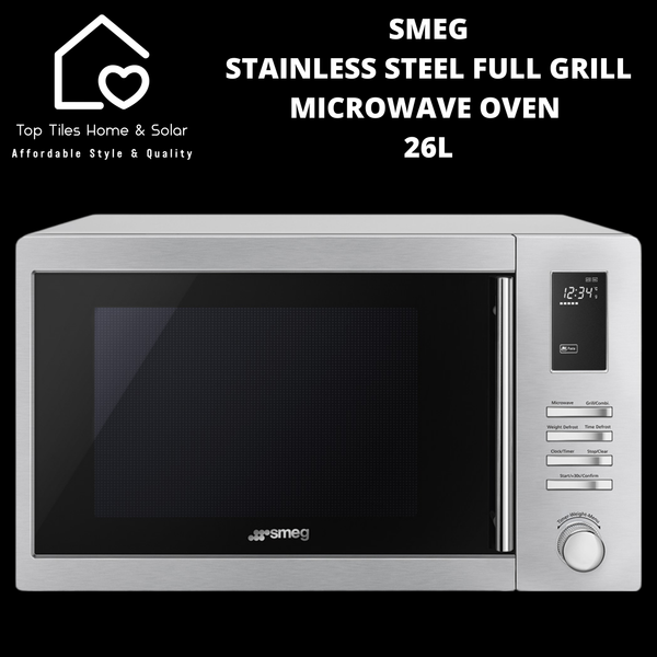 Smeg Stainless Steel Full Grill Microwave Oven - 26L