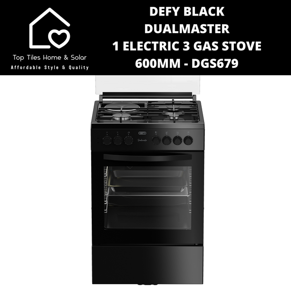 Defy Black DualMaster 1 Electric 3 Gas Stove - 600mm DGS679