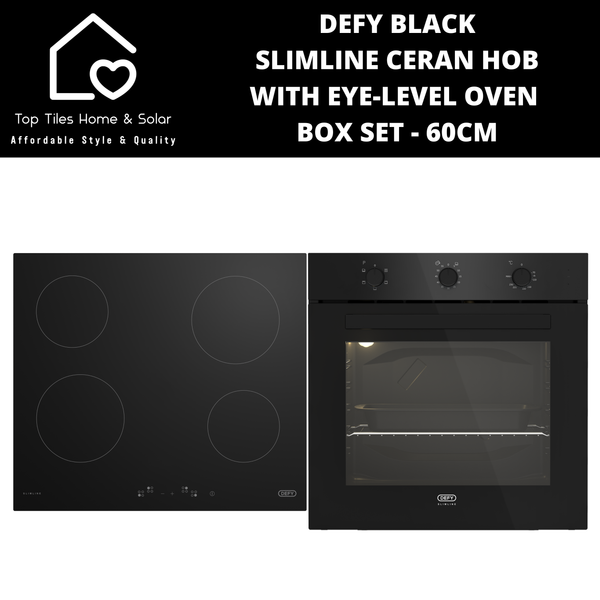 Defy Black Slimline Ceran Hob + Eye-Level Oven Box Set - 60cm