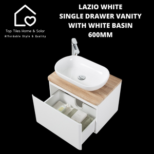 Lazio Single Drawer Vanity With White Basin - 600mm