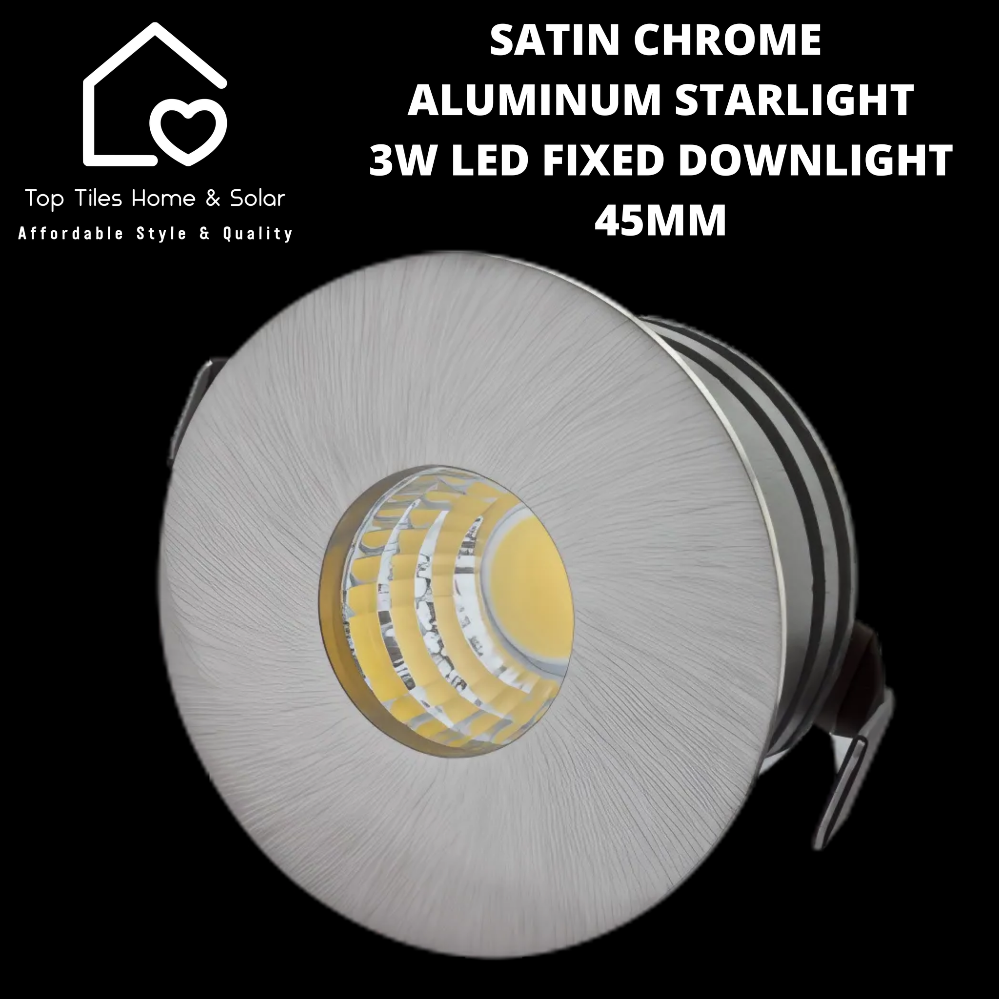 Satin Chrome Aluminum Starlight 3W LED Fixed Downlight - 45mm