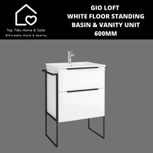 Gio Loft White Floor Standing Basin & Vanity Unit - 600mm