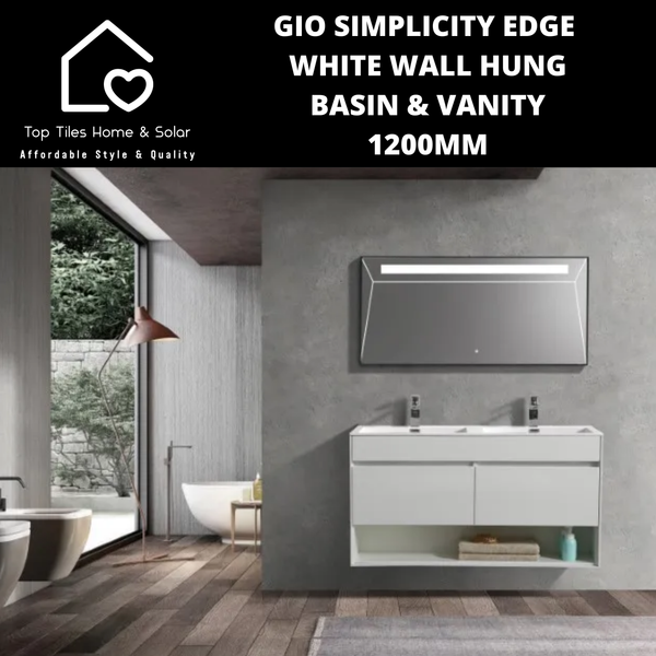 Gio Simplicity Edge White Wall Hung Basin & Vanity - 1200mm