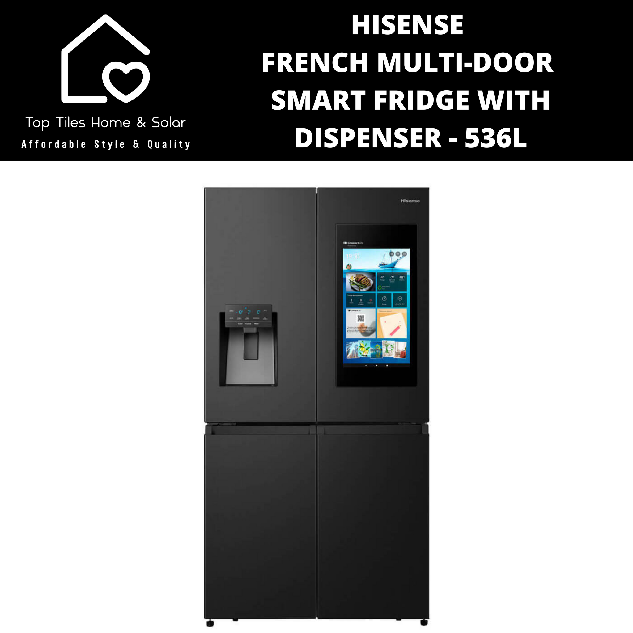 Hisense French Multi-Door Smart Fridge with Dispenser - 536L