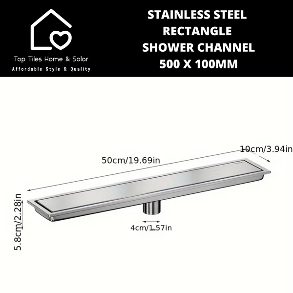 Stainless Steel Rectangle Shower Channel - 500 x 100mm