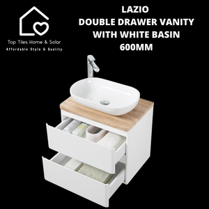 Lazio Double Drawer Vanity With White Basin - 600mm