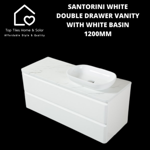 Santorini White Double Drawer Vanity With White Basin - 1200mm