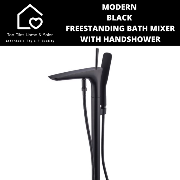 Modern Black Freestanding Bath Mixer With Handshower