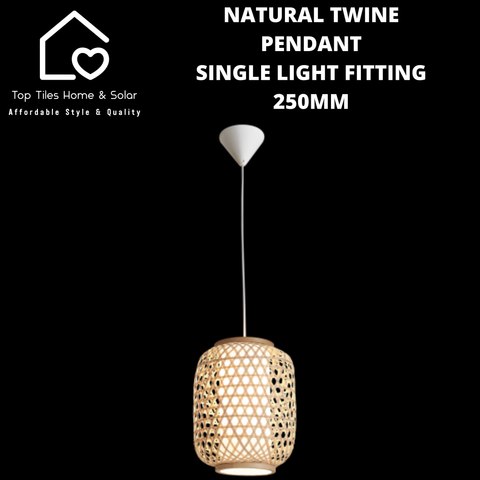 Natural Twine Pendant Single Light Fitting - 250mm