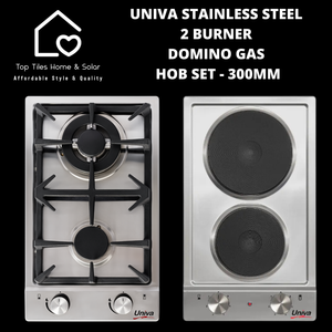 Univa Hob Set - Stainless Steel Solid + Gas Domino Hob