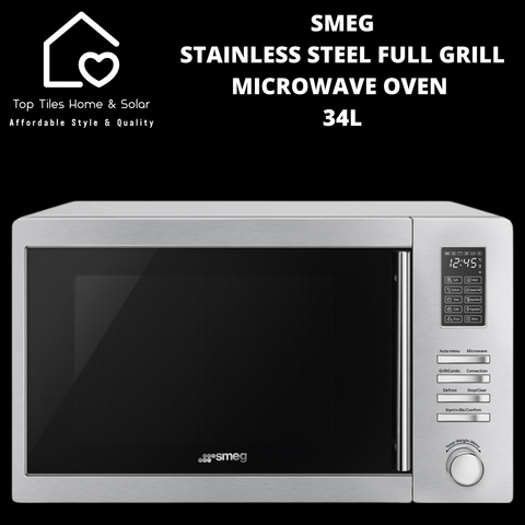 Smeg Stainless Steel Full Grill Microwave Oven - 34L