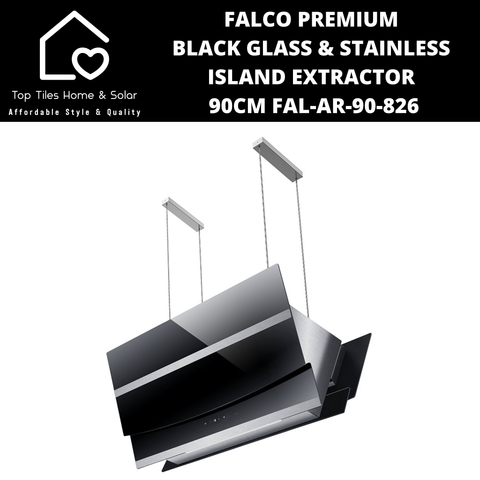 Falco Premium Black Glass & Stainless Island Extractor - 90cm FAL-AR-90-826