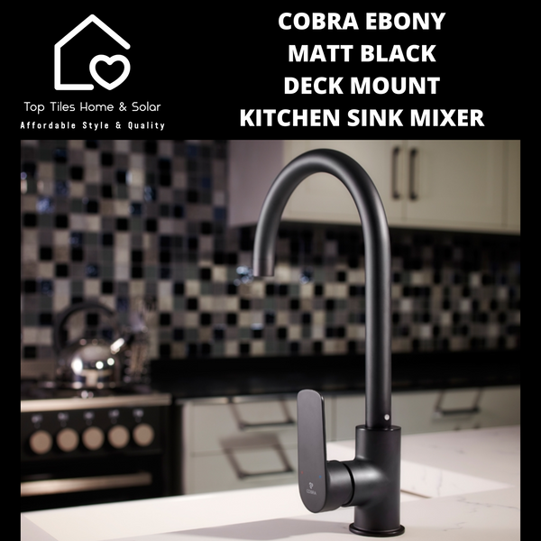 Cobra Ebony Matt Black Deck Mount Kitchen Sink Mixer